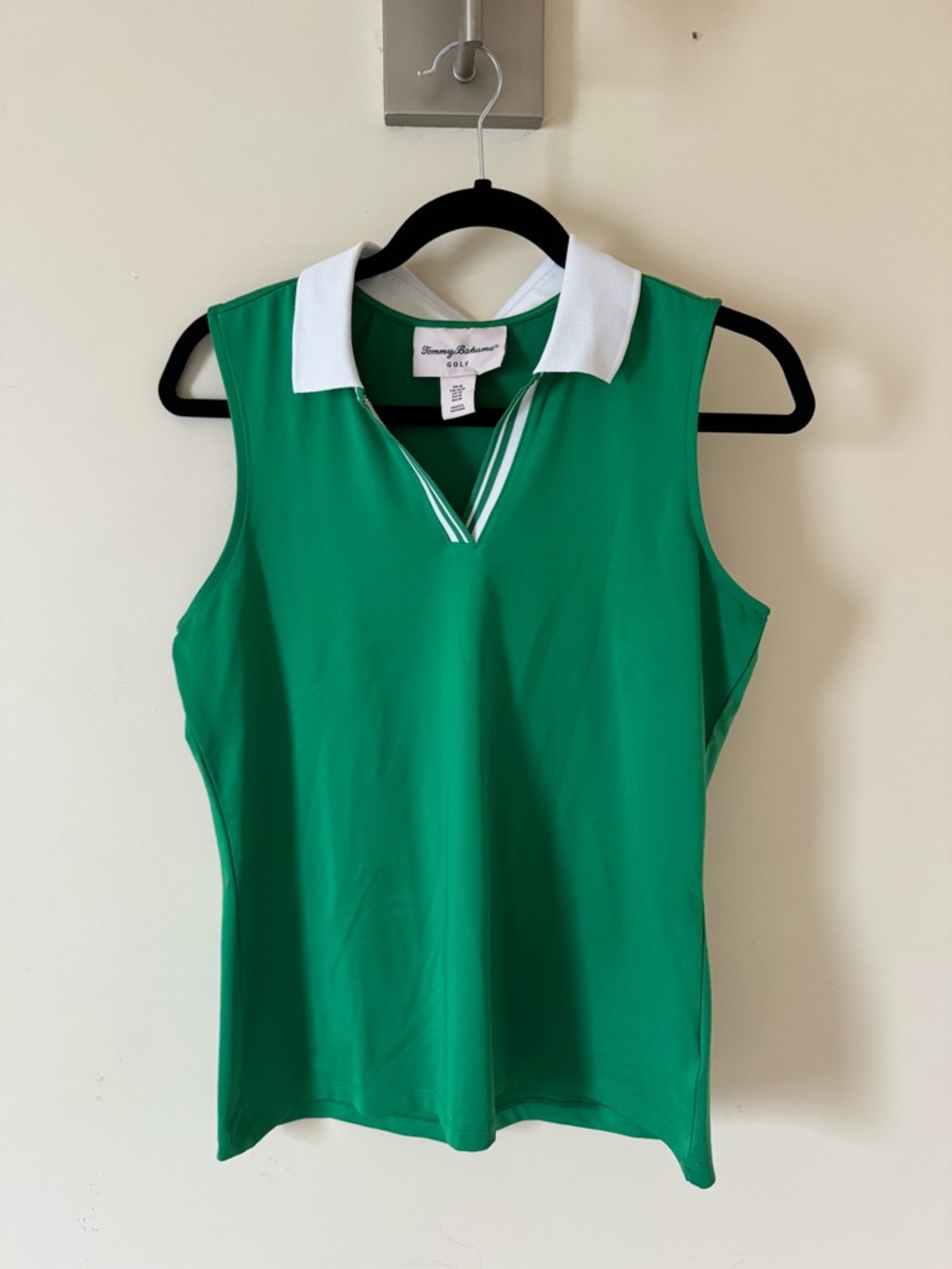 Tommy Bahama Green Sleeveless Polo Tank with White Collar